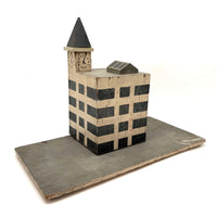 Super Graphic Folk Art Building with Clock Tower on Platform with Alligator Paint
