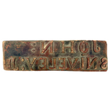 JOHN SNIVELEY JR., 19th Century Hand-carved Name Stamp in Old Red Paint