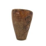 Old Carved Wooden Cup (Presumed Dipper Bowl) with Smiling Imp