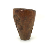 Old Carved Wooden Cup (Presumed Dipper Bowl) with Smiling Imp