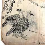 Marvelously Expressive Birds in Nature, Japanese Edo Period (1830-40s) Sketchbook of Original Ink Drawings