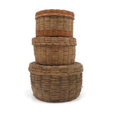 Set of Three Progressively Sized Old Wabanaki Sweet Grass Baskets