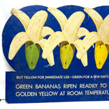 Green to Yellow Bananas! Great Original Vintage Heavy Cardboard Grocery Display Sign