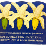 Green to Yellow Bananas! Great Original Vintage Heavy Cardboard Grocery Display Sign