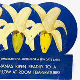 Green to Yellow Bananas! Great Original Vintage Heavy Cardboard Grocery Display Sign