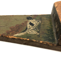 Marvelous Old Green Painted Folk Art Bootjack with Pointer Dog
