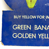 Green to Yellow Bananas! Great Original Vintage Heavy Cardboard Grocery Display Sign