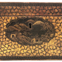 Stunning C. 1800 Very Fine Chinese Export (Canton) Lacquered Tea Caddy