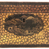Stunning C. 1800 Very Fine Chinese Export (Canton) Lacquered Tea Caddy