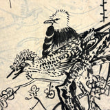 Marvelously Expressive Birds in Nature, Japanese Edo Period (1830-40s) Sketchbook of Original Ink Drawings