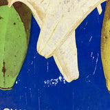 Green to Yellow Bananas! Great Original Vintage Heavy Cardboard Grocery Display Sign
