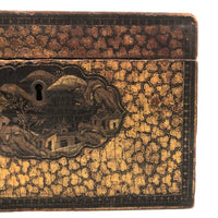 Stunning C. 1800 Very Fine Chinese Export (Canton) Lacquered Tea Caddy
