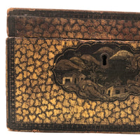 Stunning C. 1800 Very Fine Chinese Export (Canton) Lacquered Tea Caddy