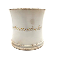 Antique Danish Oversized Pearlware Mug with Gold "Landmanden Leve" (Life of the Farmer)