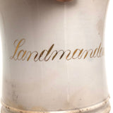 Antique Danish Oversized Pearlware Mug with Gold "Landmanden Leve" (Life of the Farmer)