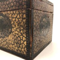 Stunning C. 1800 Very Fine Chinese Export (Canton) Lacquered Tea Caddy