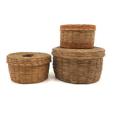 Set of Three Progressively Sized Old Wabanaki Sweet Grass Baskets