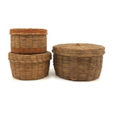 Set of Three Progressively Sized Old Wabanaki Sweet Grass Baskets