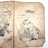 Marvelously Expressive Birds in Nature, Japanese Edo Period (1830-40s) Sketchbook of Original Ink Drawings