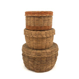 Set of Three Progressively Sized Old Wabanaki Sweet Grass Baskets