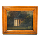 Rotunda Amid Dense Trees, Intriguing and Atmospheric Hudson River School Oil on Linen Painting Fragment, Framed
