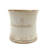 Antique Danish Oversized Pearlware Mug with Gold "Landmanden Leve" (Life of the Farmer)