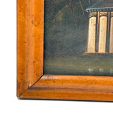 Rotunda Amid Dense Trees, Intriguing and Atmospheric Hudson River School Oil on Linen Painting Fragment, Framed