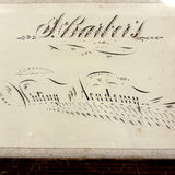 Barber's Writing Academy, Mid 1800s Fraktur Penmanship Example in Great Period Frame
