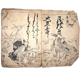 Marvelously Expressive Birds in Nature, Japanese Edo Period (1830-40s) Sketchbook of Original Ink Drawings