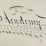 Barber's Writing Academy, Mid 1800s Fraktur Penmanship Example in Great Period Frame