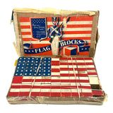 Very Scarce US Embossing Co American Flag Blocks in Original Aptly Distressed Box (One Missing)