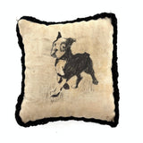Sweet Old Handmade Silk Pin Cushion with Hand-drawn Boston Terrier