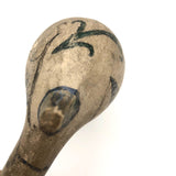 SOLD 1908 Painted Folk Art Clay Pipe with Hearts and Animals and More