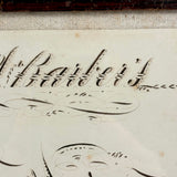 Barber's Writing Academy, Mid 1800s Fraktur Penmanship Example in Great Period Frame