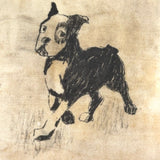 Sweet Old Handmade Silk Pin Cushion with Hand-drawn Boston Terrier
