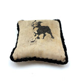 Sweet Old Handmade Silk Pin Cushion with Hand-drawn Boston Terrier