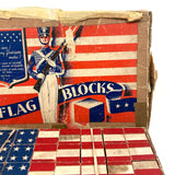 Very Scarce US Embossing Co American Flag Blocks in Original Aptly Distressed Box (One Missing)