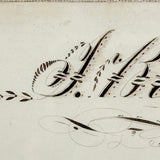 Barber's Writing Academy, Mid 1800s Fraktur Penmanship Example in Great Period Frame