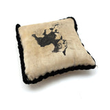 Sweet Old Handmade Silk Pin Cushion with Hand-drawn Boston Terrier