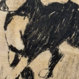 Sweet Old Handmade Silk Pin Cushion with Hand-drawn Boston Terrier