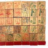 Very Scarce US Embossing Co American Flag Blocks in Original Aptly Distressed Box (One Missing)