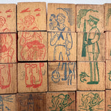 Very Scarce US Embossing Co American Flag Blocks in Original Aptly Distressed Box (One Missing)