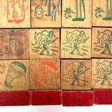 Very Scarce US Embossing Co American Flag Blocks in Original Aptly Distressed Box (One Missing)