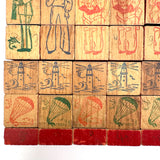 Very Scarce US Embossing Co American Flag Blocks in Original Aptly Distressed Box (One Missing)