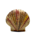 Scallop Shell in Polychrome, Excellent Antique Pin Cushion with Red Velvet Interior