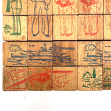 Very Scarce US Embossing Co American Flag Blocks in Original Aptly Distressed Box (One Missing)