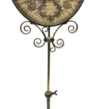 The Visitation, Antique Brass Pole Screen with Fine Georgian Silk Embroidery on Paper