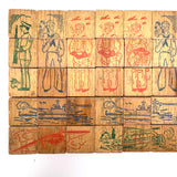 Very Scarce US Embossing Co American Flag Blocks in Original Aptly Distressed Box (One Missing)