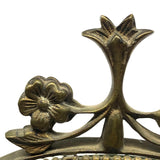 The Visitation, Antique Brass Pole Screen with Fine Georgian Silk Embroidery on Paper