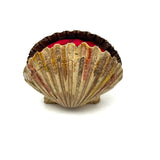Scallop Shell in Polychrome, Excellent Antique Pin Cushion with Red Velvet Interior